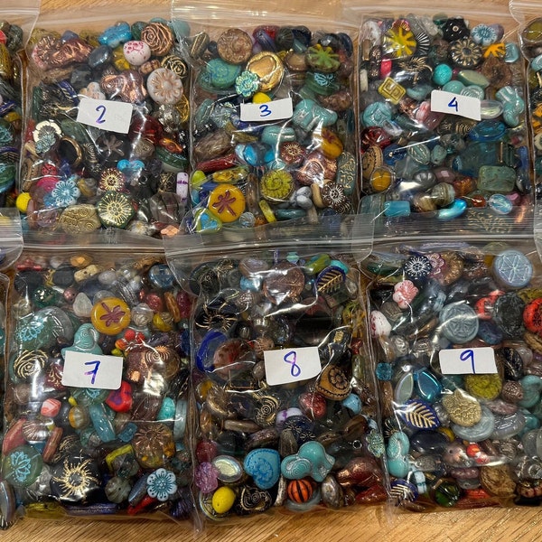 Nouveau lot, perles de verre tchèques, sac, 300 grammes, perles mélangées, mélange de perles de qualité supérieure