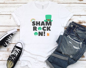 ShamROCK On Tシャツ、聖パトリックデーシャツ、レディース聖パトリックTシャツ、メンズ聖パトリックTシャツ、ユニセックスTシャツ、聖パトリックデー、プラスサイズ