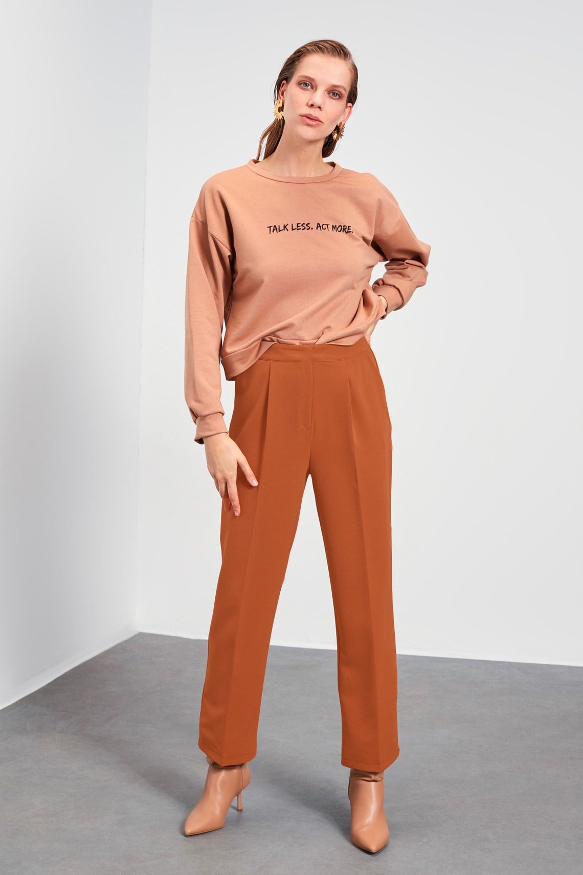 Women's Straight Pants Cinnamon Pants Regular Pants Etsy