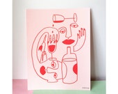 CLOSE FRIENDS 8x10 letter abstract original wine art print
