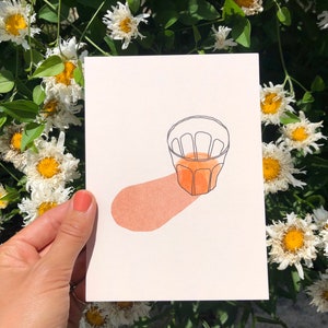 TUMBLER risograph riso print 5x7 art natural wine print illustration