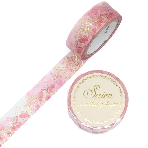 Saien Sakura Color Gold Foil Washi Tape, 15mm