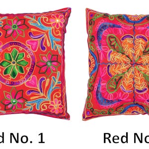 Indian Cushion Covers Suzani Embroidered Mirrors Boho Case Takiya 40x40 CM 16"x16" Square Kashmiri Takiya Home Décor - Cover Only image 4