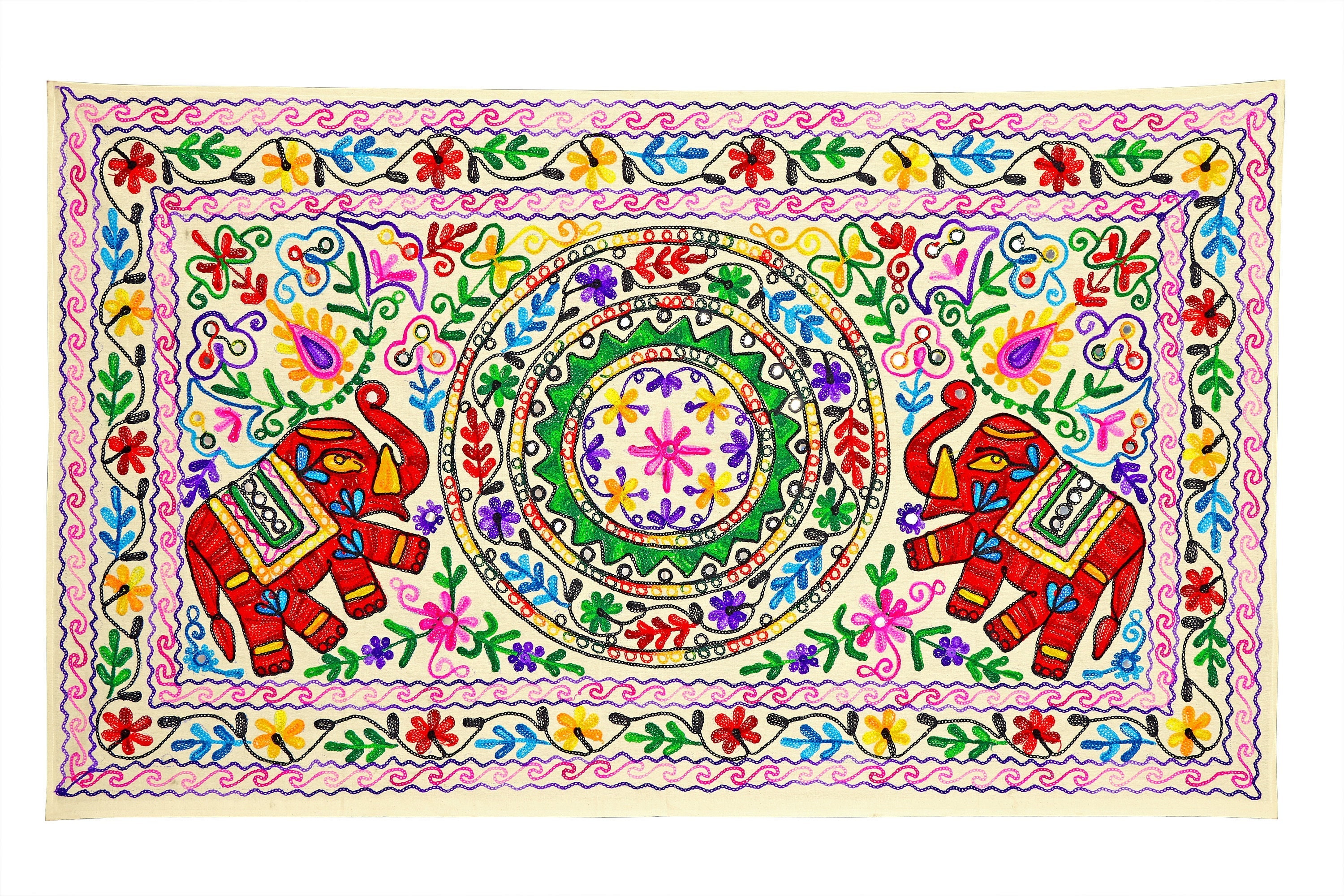 Indian Wall Hanging Tapestry Multicolour Embroidered Table - Etsy UK