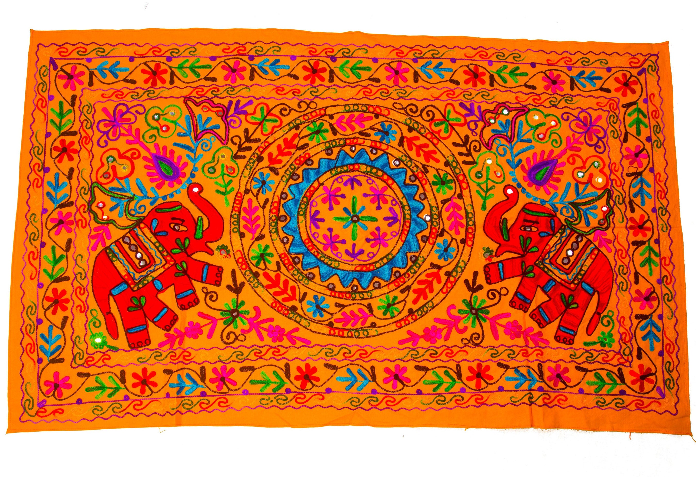 Indian Wall Hanging Tapestry Multicolour Embroidered Table - Etsy UK