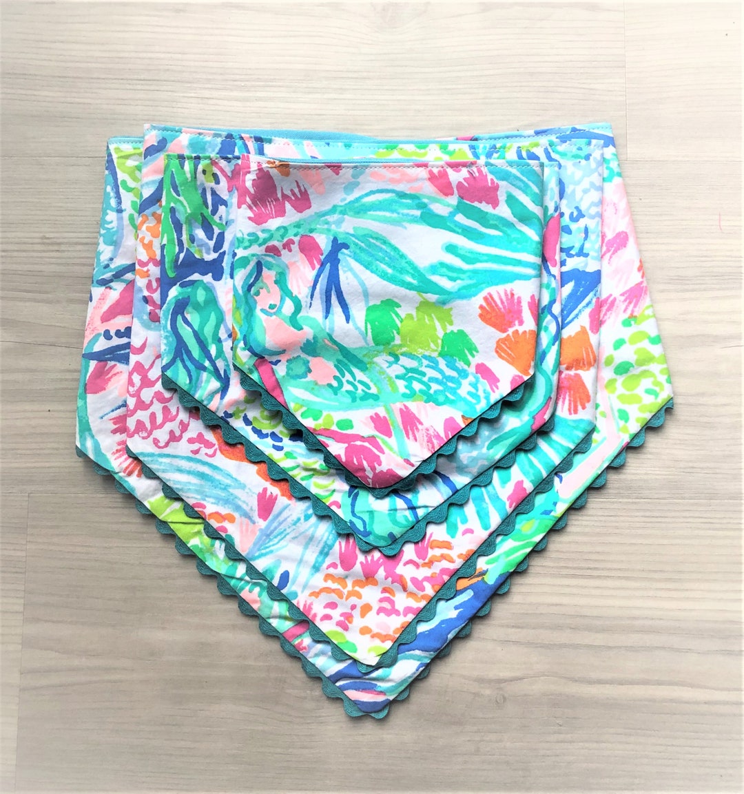 Blue or Pink Snap Dog Bandana With Lilly Fabric Preppy Dog Personalized
