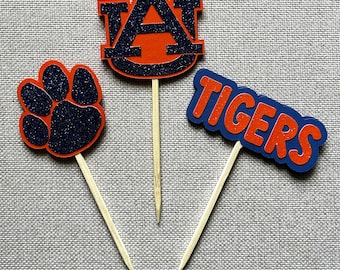 Auburn University Graduation Cake Topper Set | Auburn Tigers Graduation Decorations | Auburn Cupcake Toppers | Grad Party Decor
