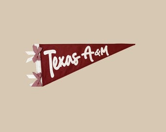 Texas A&M Aggies Pennant Flag | Personalized Aggie Dorm Decor | Hand Stitched Felt Banner | Graduation Gift | College Station Gift