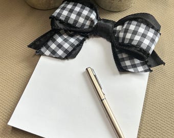 Black & White Gingham Ribbon Notepad | Perforated | Preppy Stationery |