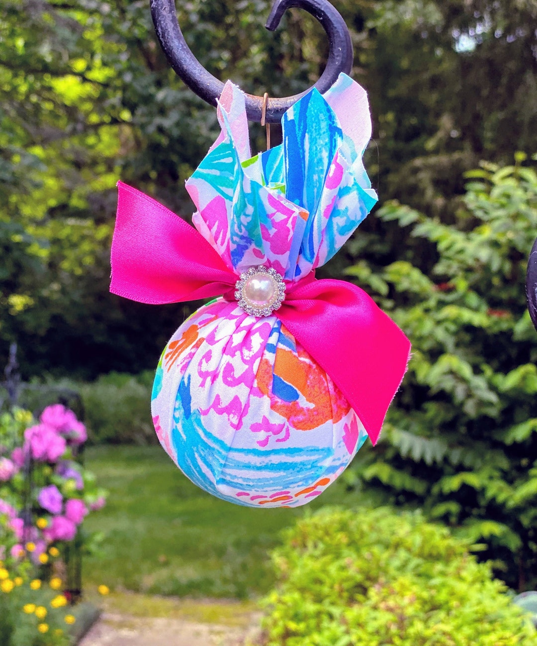 Wrapped Ornaments With Lilly Fabric READY TO SHIP Etsy