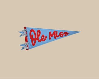 Ole Miss Pennant Flag | Personalized Rebels Dorm Decor | Hand Stitched Felt Banner | University of Mississippi Gift | Graduation Gift
