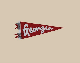UGA Pennant Flag | Georgia Bulldogs Dorm Decor | Personalized Dawgs Banner | Hand Stitched Felt Pennant
