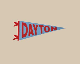 University of Dayton Pennant Flag | Personalized Dayton Flyers Dorm Decor | Hand Stitched Felt Banner | Graduation Gift | Made in USA