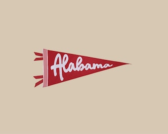 Alabama Crimson Tide Pennant Flag | Personalized Bama Dorm Decor | Hand Stitched Felt Banner | Roll Tide Graduation Gift