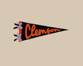 Clemson Tigers Pennant Flag | Personalized Clemson Dorm Decor | Hand Stitched Felt Banner | Graduation Gift | Tiger Gift