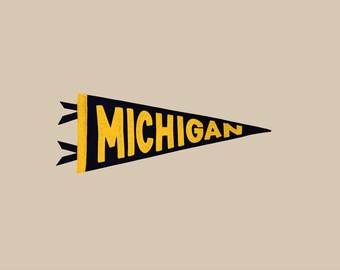 Michigan Wolverines Pennant Flag | Personalized Michigan Dorm Decor | Hand Stitched Felt Banner | Graduation Gift | Go Blue Gift