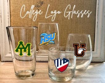 Custom Personalized College Glasses | Wine, Beer & Bourbon Glassware | Graduation or Alumni Gift