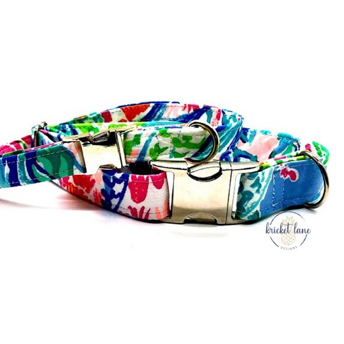 Snap Dog Bandana With Lilly Fabric Pink or Blue Preppy Dog Etsy