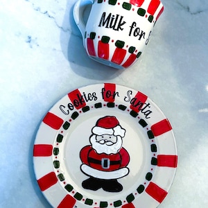 Cookies for Santa Plate & Cup | Hand-Painted Ceramic | Personalized Gift