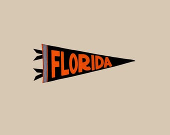 Florida Gators Pennant Flag | Personalized University of Florida Dorm Decor | Hand Stitched Felt Banner | Graduation Gift