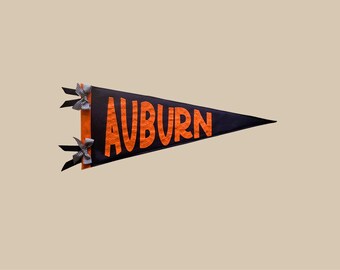 Auburn Pennant Flag | Personalized War Eagle Dorm Decor | Hand Stitched Felt Banner | Auburn Tigers Graduation Gift