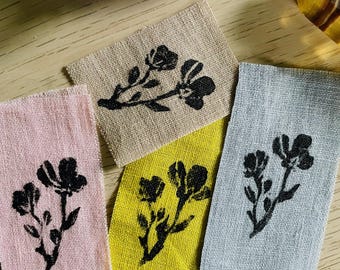 Wildflower Plant Linocut Print Patch Multicolor