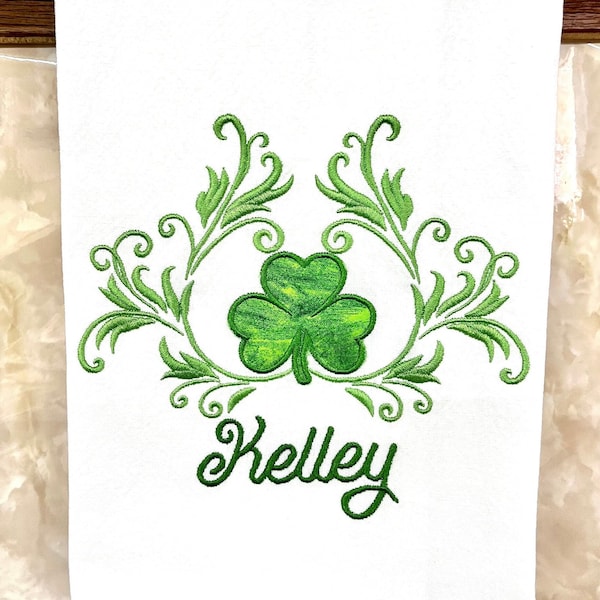 ST PATRICK Day*PERSONALIZED Tea Towel*Embroidered Shamrock*Hand/Tea Towel*Dish Cloth*Embroidered*Flour Sack*Cotton Towel*Gift*Kitchen Towel