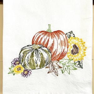 Embroider Tea Towels*Pumpkins*Sunflower•Fall•Thanksgiving•Kitchen Towel•Floursack•DishTowel•Gifts•Housewarming*Personalized Option