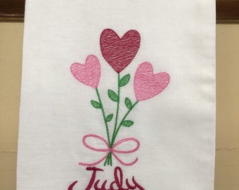 Happy Valentines Day Medley Embroidered Kitchen Towel