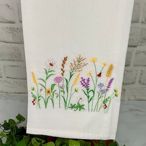 Wildflower Tea Towel*Ladybug*Kitchen Towel*Dish Towel*Hostess GIft*Housewarming GIft*New Home Owner*Bridal Shower*Wedding*#2