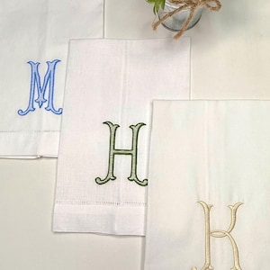 Embroidered Monogram Tea Towel*Server Towel*Hemstitch Linen Towel*Bridesmaid's Proposal Gift