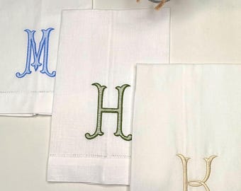 Embroidered Monogram Tea Towel*Server Towel*Hemstitch Linen Towel*Bridesmaid's Proposal Gift