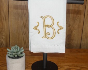 Monogramm Geschirrtuch: Bestickte Leinen-Baumwollmischung, Gastgeschenk