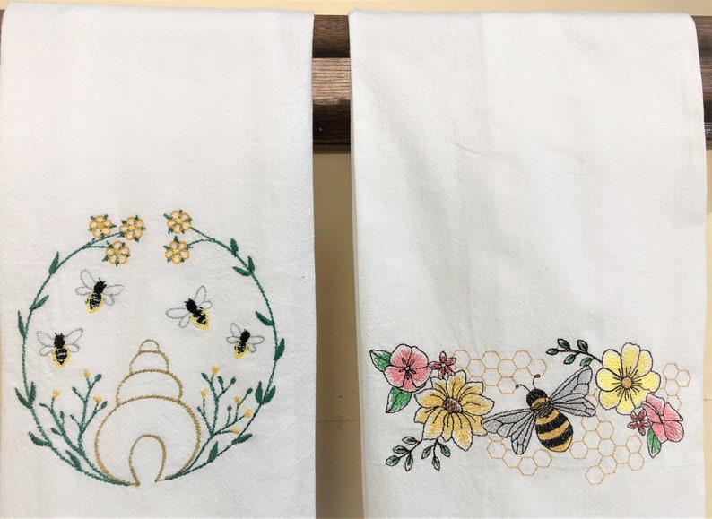 BEE TOWEL EMBROIDEREDTea TowelBee KeeperBee Lover GiftPersonalizationFlour SackCottonTerry ClothKitchen TowelHand TowelTea Towel image 1