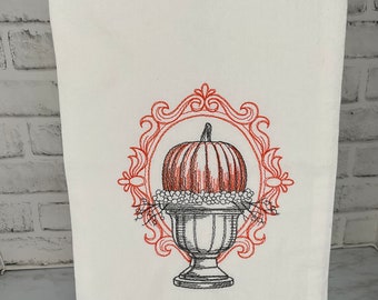 Embroider Tea Towels*Pumpkin*Fall Decor*Halloween*Hostess Gift*Housewarming*