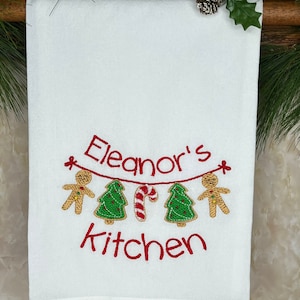PERSONALIZED Embroidered Christmas Tea  Towel*Customized*Cookies*Gingerbread *Kitchen Towel*Dish Towel*Gift*Hostess GIft*Teacher GIft*