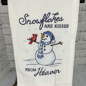 Snowman Tea Towel*Kitchen Towel* Embroidered Snowman Cardinal*Flour Sack Towel*Christmas Gift*Housewarming Gift*Hostess Gift