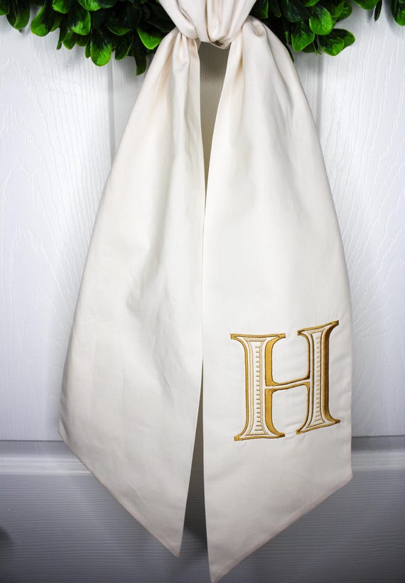 Monogram Wreath Sash*Embroidered Wreath Sash*Wreath Scarf* Front Door**Christmas Gift*Housewarming*Hostess Gift*Wedding Decor