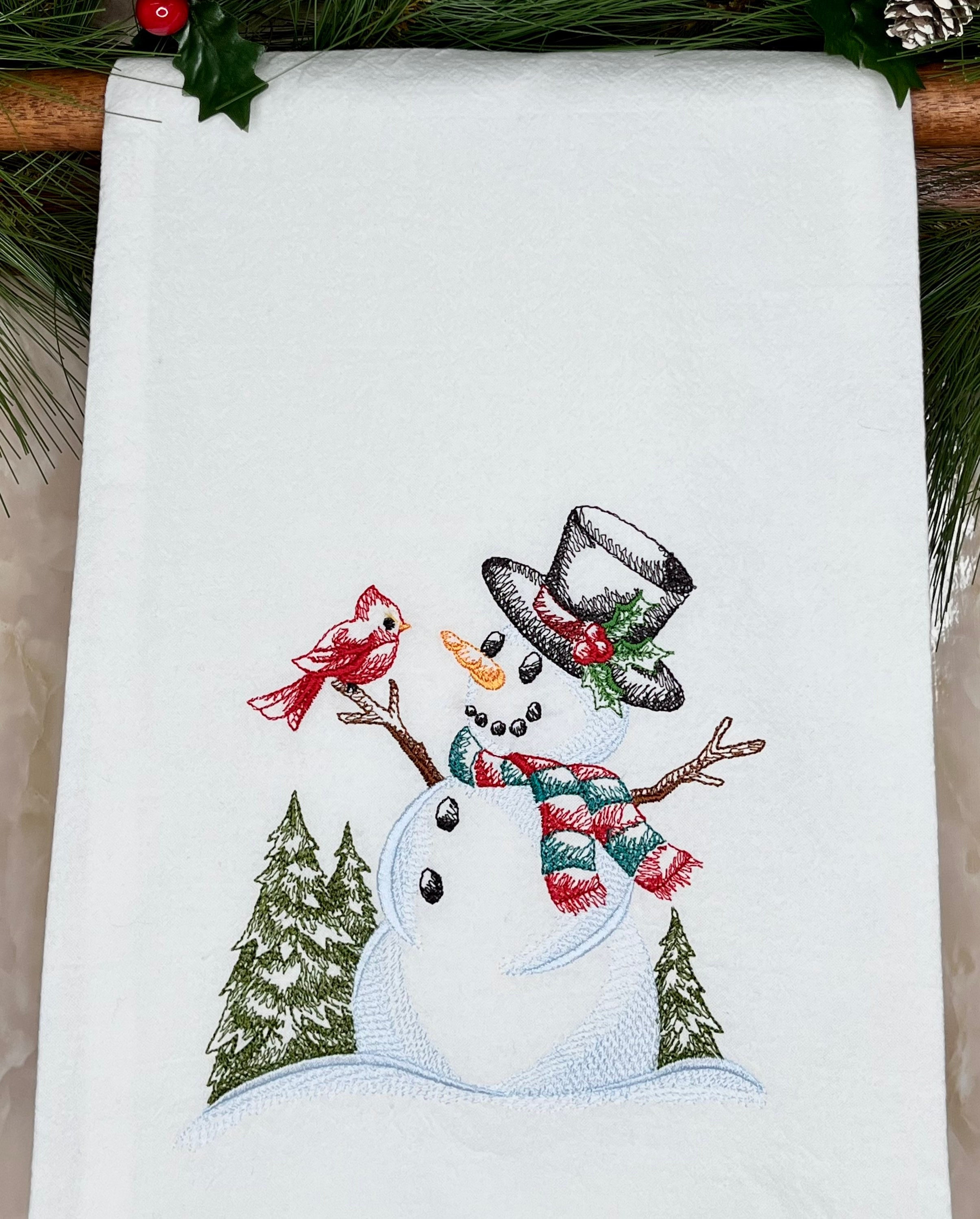 Discover Snowman Christmas Embroidered towel