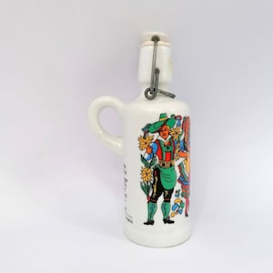 vintage Céramique Allemande Folk Bottle, Made in Munich (Allemagne), Anton Riemerschmid Liqueur Bottle, Herb Schnaps, Bouteilles vintage collectables