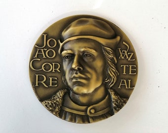 Bronze Medal Portugal, João Vaz Corte Real - discovery of Newfoundland, Portuguese Discoveries Medal, Commemorating Medal, Rare Find Medal