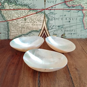 Set of 3 Vintage Mother of Pearl ring Dish Shell, small mother of pearl bowls