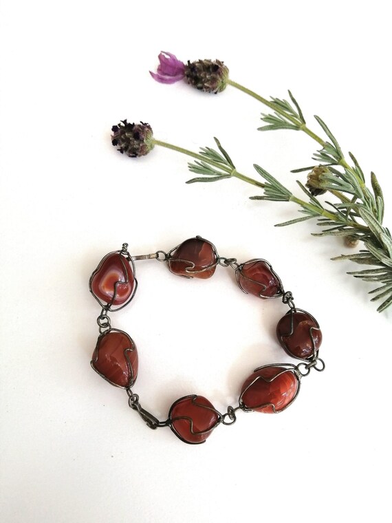 Natural gemstone bracelet. Carnelian stone Bracel… - image 6