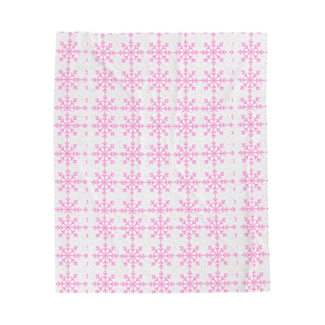 Pink Snowflake Pattern Velveteen Plush Blanket | Cozy Winter Throw - Etsy