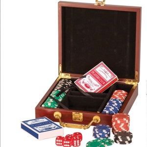 Engravable Rosewood Finish Poker Set