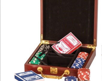 Engravable Rosewood Finish Poker Set