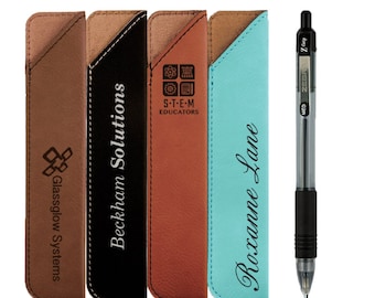 Custom Engraved Pen Sleeve with Black Ink Pen