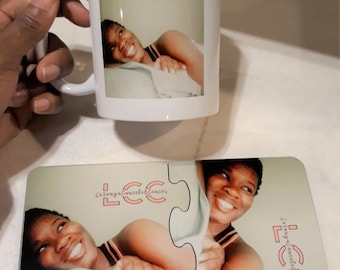 Personalized Coffee Mug and Puzzle Coaster Set