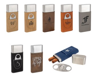 Engraved Cigar Case with Cutter