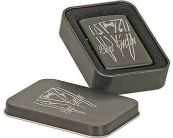 Custom Engraved Lighter in Black Tin